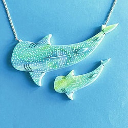 Kimchi and Coconut Whale Shark NECKLACE only Blue Swirl - Wild Brooches