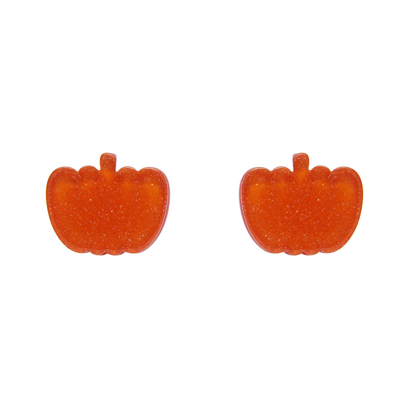 Pumpkin Glitter Resin Orange STUD earrings Wild Brooches