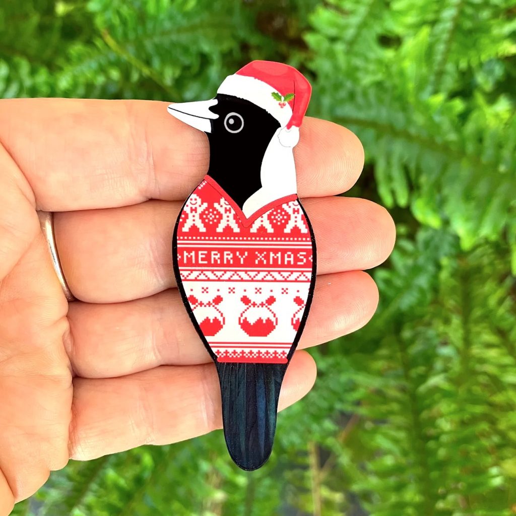 Christmas Magpie Brooch 2022 Wild Brooches