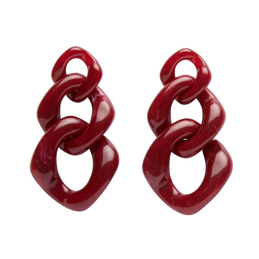 Statement MARBLE Chain earrings deep ruby Wild Brooches